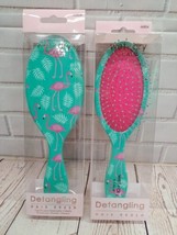 (2) Wet &amp; Dry Detangling Hair Brush By Cala Pink &amp; Teal Flamingos  - $18.29