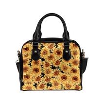 Sunflower Flower Floral PU Leather Shoulder Handbag Bag - £30.36 GBP