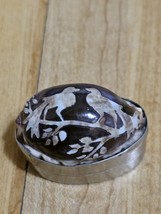 Antique Cowrie Shell Peacock Hand Carved Silver Mounted Snuff Trinket Box  - £23.97 GBP