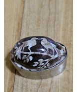 Antique Cowrie Shell Peacock Hand Carved Silver Mounted Snuff Trinket Box  - $29.99