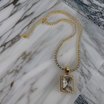 Zircon Tennis Chain pendant Necklace Charm Tarnish Free Fashion Stainless Steel - $49.00