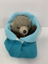 K&amp;M Zoo Babies blue plush baby hand puppet sea otter brown stuffed animal - $9.89