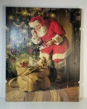 Wooden Christmas Santa Christmas Tree Sign Lg 20 x 16 - £17.93 GBP