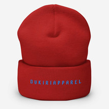 Blue Embroidered Red Cuffed Beanie - $25.00