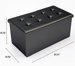 Ottoman Bench Storage Box Double Seat Pouf Footstool Home Organizer Faux Leather - £49.75 GBP