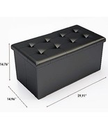 Ottoman Bench Storage Box Double Seat Pouf Footstool Home Organizer Faux... - £49.58 GBP