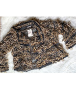 Sterling Styles Fringe Black Brown Leopard Cardigan Jacket Sheer Tulle Y... - $95.15 CAD