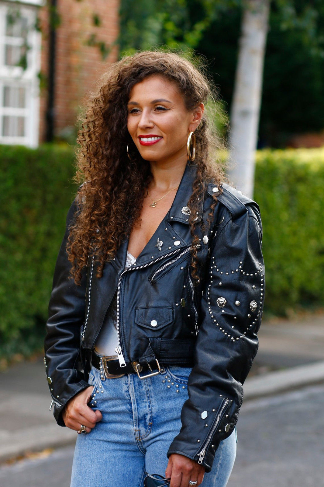 Women's Black Genuine Cowhide Leather Silver Studded Handcrafted Cropped Jacket