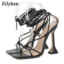  2021 new summer narrow band ankle strap women s high heels strappy sandals square head thumb200