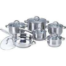 12-Piece Stainless Steel Cookware Set with Casseroles Frying Pan and Sau... - $168.26