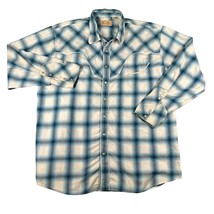 Scully Mens XXL Blue White Plaid Western Pearl Snap Long Sleeve Button U... - $29.99