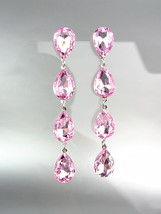 GLITZY Light Pink Czech Crystals Chandelier Pageant Prom Bridal Earrings 4320L  - £21.67 GBP