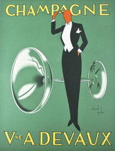 &quot;Champagne/Vve. A.Devaux&quot; By Dryden French Poster Lithograph 27&quot;x21&quot; on ... - £903.42 GBP