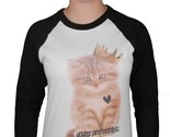 Young And Reckless Womens Queen Purr Cat Raglan 3/4 Sleeve White Black S... - $38.16+