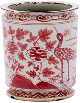 Orchid Pot Planter Bird Colors May Vary Underglazed Red Variable Ceramic - £175.60 GBP