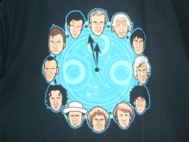 TeeFury Doctor Who LARGE &quot;Doc Around The Clock&quot; Doctor Who Tribute Shirt NAVY - £10.96 GBP