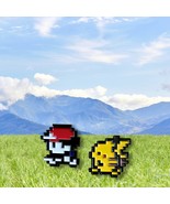 Pokemon Ash and Pikachu 8 bit - Metal Enamel Pins - $10.99+