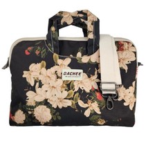 Dachee Laptop Shoulder Messenger Bag Black Peony Pattern Waterproof - £17.40 GBP