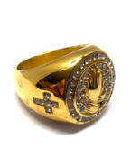 Christian Praying Hands Cross Crystals 14 Kt Gold plate over Brass Mens ... - $461.33 MXN