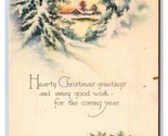 Mountain Forest Christmas Greetings Gibson Lines DB Postcard P23 - £2.85 GBP