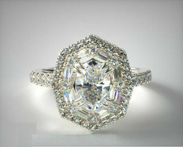 3Ct Oval Cut VVS1/D Diamond Double Halo Engagement Ring 14k White Gold Finish - £89.90 GBP