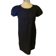 Robert Rodriguez Wool Blend Short Sleeve Rhinestone Shift Dress Black Si... - $54.82