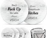 Funny Drink Coasters With Holder - 6 Pc. Set Of Absorbent Drink, Bar Dec... - $44.99
