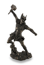 Thor, Norse God of Thunder, Wielding Hammer Sculptured Bronzed Statue - £56.31 GBP