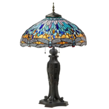 35&quot;H Dragonfly Tiffany-Style Stained Glass Table Lamp - $1,277.05