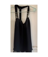 Papaya Black Sheer Studded Halter Tank Top Large - $273.45 MXN
