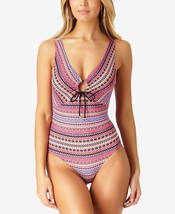  NEW Anne Cole Stevie Striped Cutout Keyhole One Piece Swimsuit size 10 - £39.56 GBP