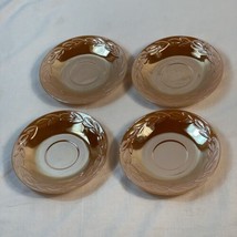 Lot Of Four Vintage Fire King Peach Luster Laurel Leaf 5 3/4” Inch Saucers - £10.56 GBP