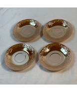 Lot Of Four Vintage Fire King Peach Luster Laurel Leaf 5 3/4” Inch Saucers - $13.49