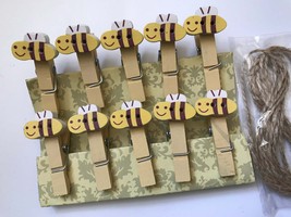 30pcs Bee wooden clips,wood pegs,Pin clothespin for Birthday Party Decor... - $7.20