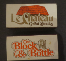Set Of 2 Block &amp; Bottle Le Chateau Great Steaks Match Boxes Full - £1.94 GBP