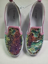 Cat &amp; Jack Sequined Slip On Sneakers Pink Girls Size 5 Unique - £8.99 GBP