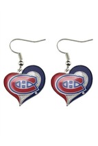 Aminco NHL Montreal Canadiens Swirl Heart Earrings, Size 2.5 - £10.08 GBP