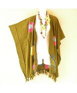 CB617 Olive Green Cardigan Duster Kaftan Hippy Jacket Cover up Top - up ... - $24.90