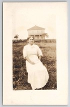 RPPC Sweet Old Aunt Louise Seated in the Yard for Portrait Postcard I27 - £7.93 GBP