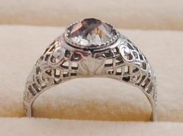 Art Deco Silver Metal Filigree Paste Ring 5.25 - $29.99