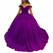 Plus Size Off The Shoulder Ball Gown Wedding Dresses Long Quinceanera Purple 20W - £125.14 GBP