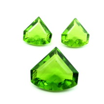 3pc Set Peridot green Pendant Earrings Synthetic Glass Cut Stones - £14.41 GBP