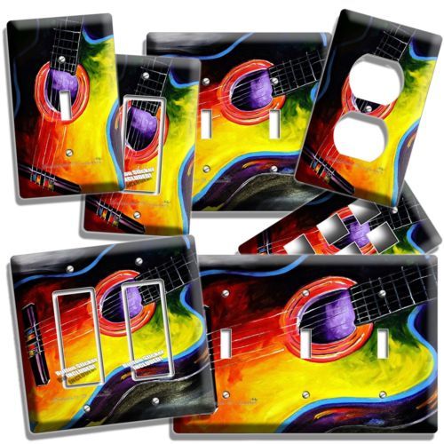 ACOUSTIC GUITAR MODERN ART LIGHT SWITCH PLATE OUTLET WALL COVER MUSIC STUDIO ART
