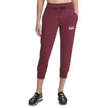 DKNY Sport Cotton Relaxed Cropped Fleece Cotton Joggers, Acai, L - £10.29 GBP