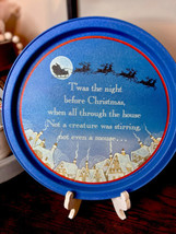 Vintage Twas the Night Before Chistmas Metal 10.5”Round Serving Tray Mad... - $13.80
