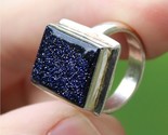 STERLING SILVER ladies ring CHUNKY SQUARE 925 size 7 PURPLE SPARKLE - $39.99