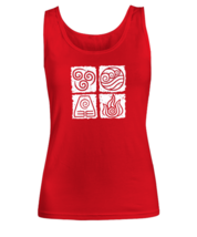 Inspirational TankTop Avatar Elements Square, Water Earth Fire Air Red-W-TT  - £15.75 GBP