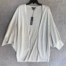 Willi Smith Sweater Women Medium Large Gray Silver Open Front Dolman Cardigan - $14.58