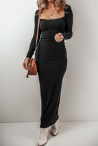 Square Neck Long Sleeve Maxi Dress - £16.73 GBP