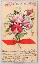 Handmade Hand-cut Die-cut Applique Flower Bouquet Bow Randolph MA Postcard C24 - £10.18 GBP
